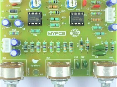Hi Gain Stereo Bass Treble Board 12v DC Single supply